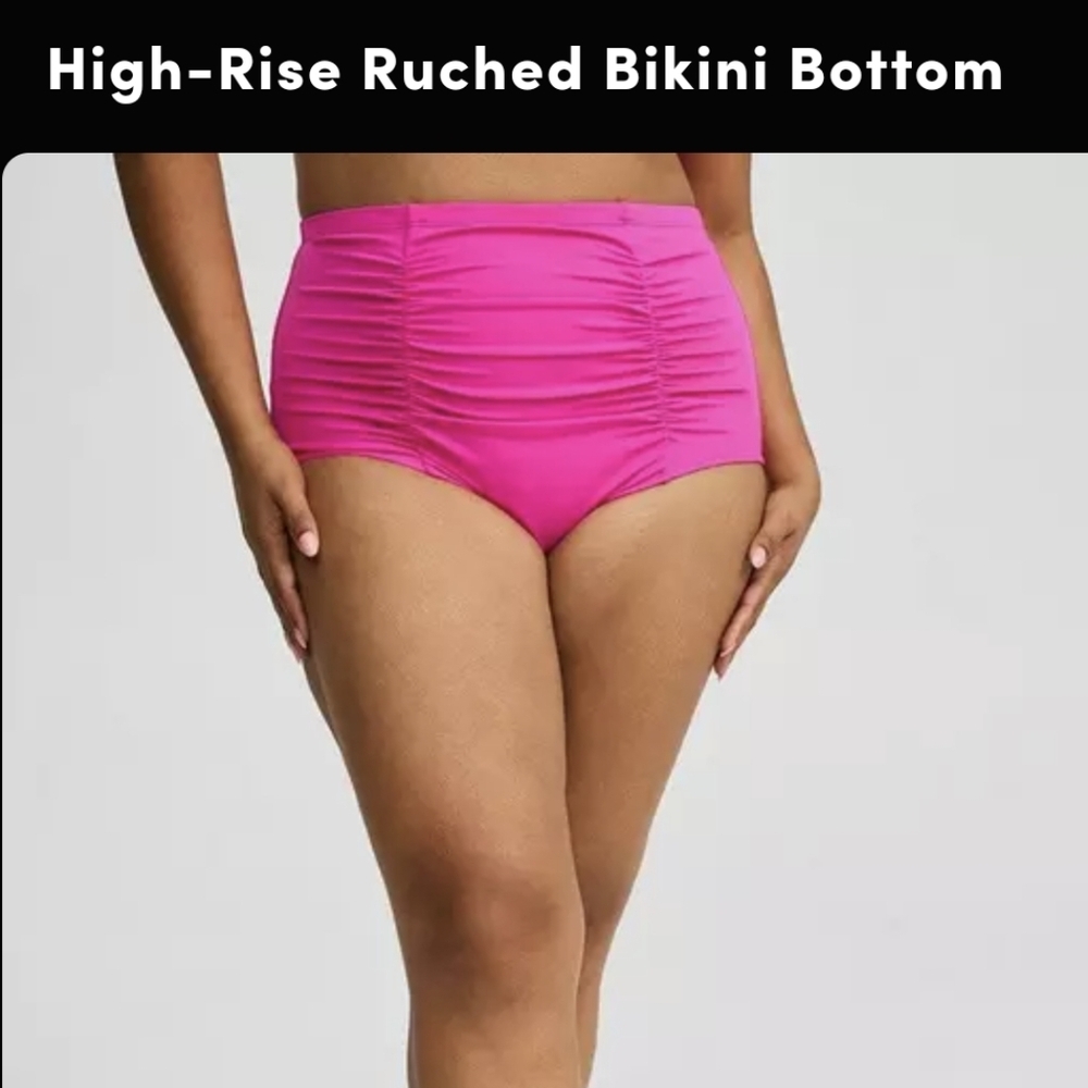 Bright Pink Ruched Bikini Bottoms High Rise Torrid Plus Size 4 Nwt